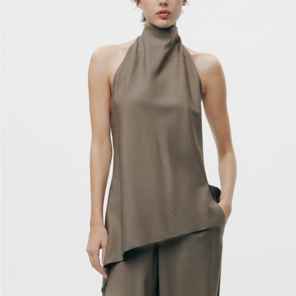Zara minimalist wool halter top. Size Large.